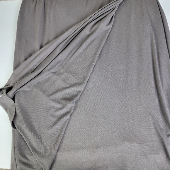 Garnet Hill Brownish/Gray Soft Jersey Knit Faux Wrap Sleeveless Dress Sz 12 - Picture 7 of 11